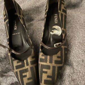 Fendi Women's Brown Patterned Shoes